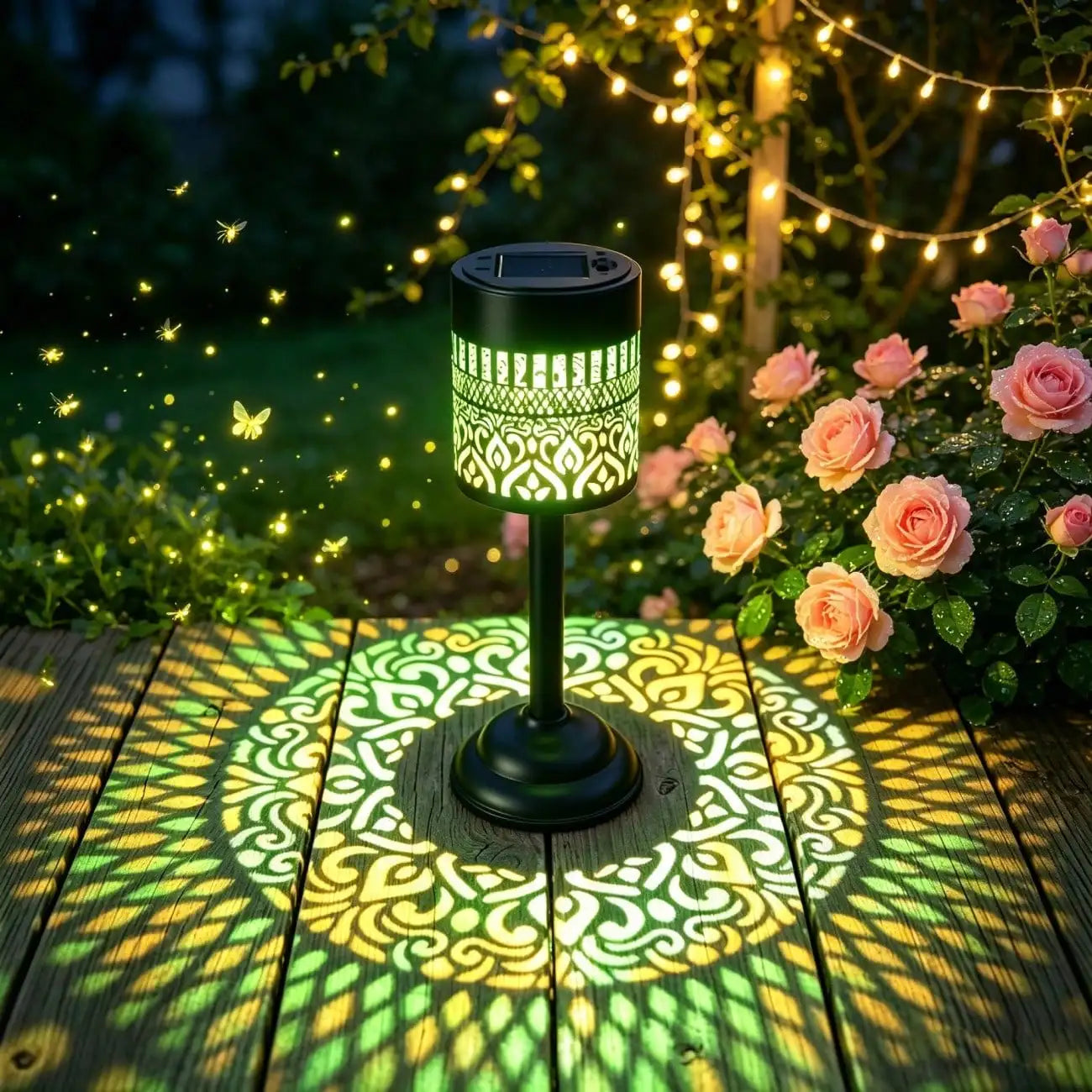 This Large LED Mandala Solar Outdoor Light Comes Portable Stand Emits