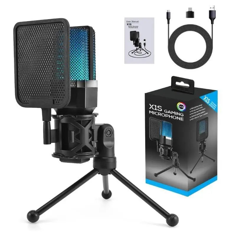 652F USB Condenser Microphone Lighting Adjustable 360 Degree Stand Zpaxo