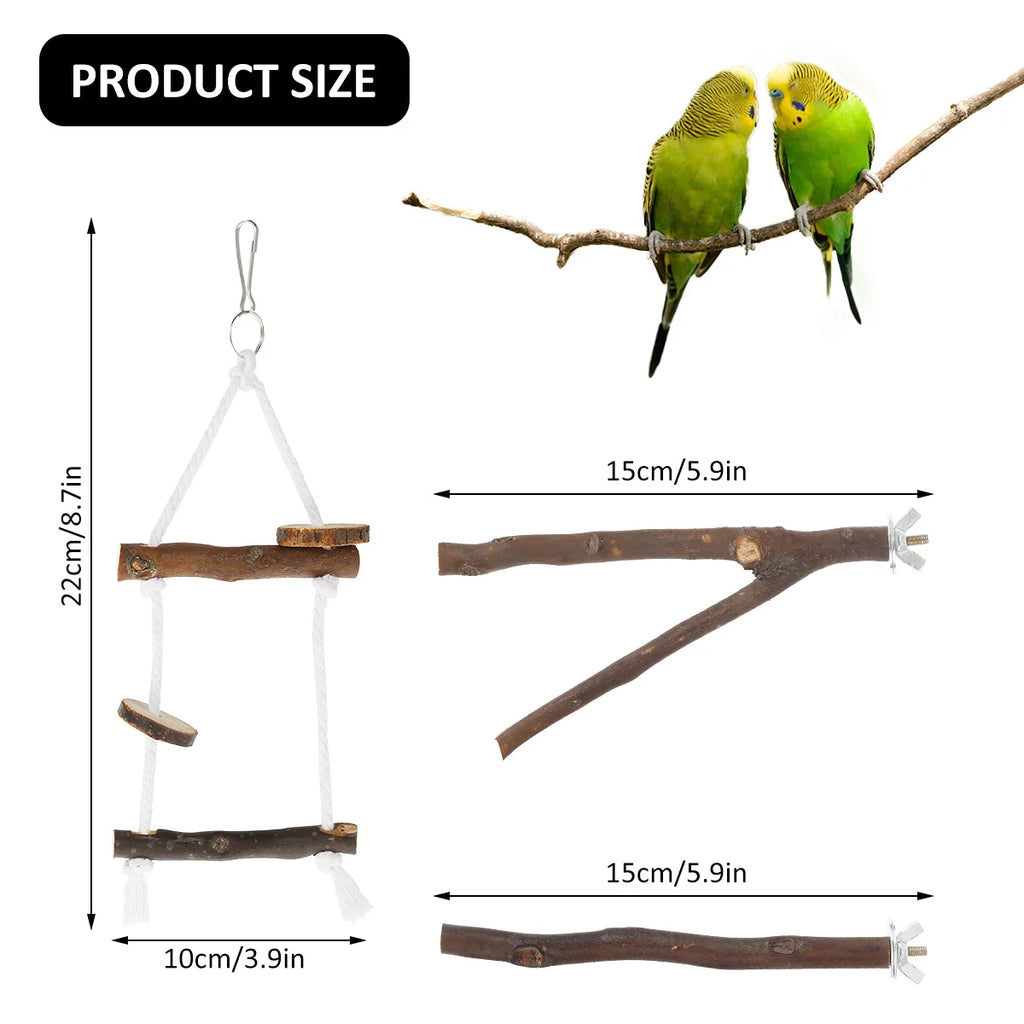 2/10pcs Natural Wood Bird Standing for Parrot Bird Perches Stick Parrot Stand Platform Wooden Exercise Climbing Paw Grinding Zpaxo