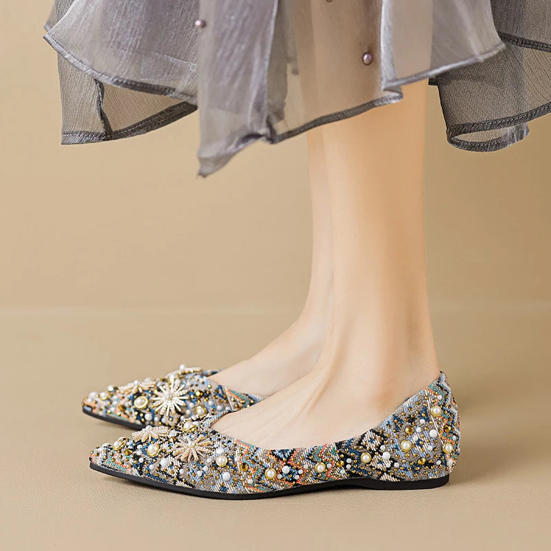 Women Retro Soft Sole Single Shoes Summer Unique Design Shallow Mouth Zpaxo