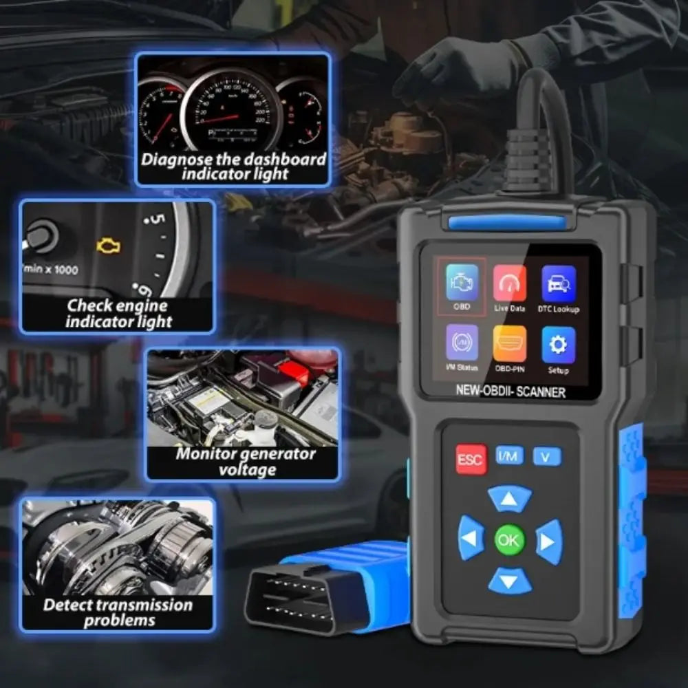 Digital Display T200 Car Fault Diagnosis Instrument Color Screen Live Data OBD2 Scanner Internal Resistance Clear Engine Light Zpaxo