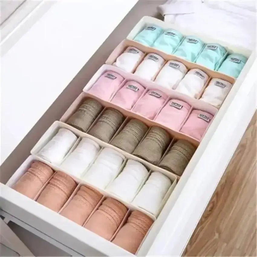1 Underwear Sock Organizer Box 5 Compartment Clear Stackable Drawer
