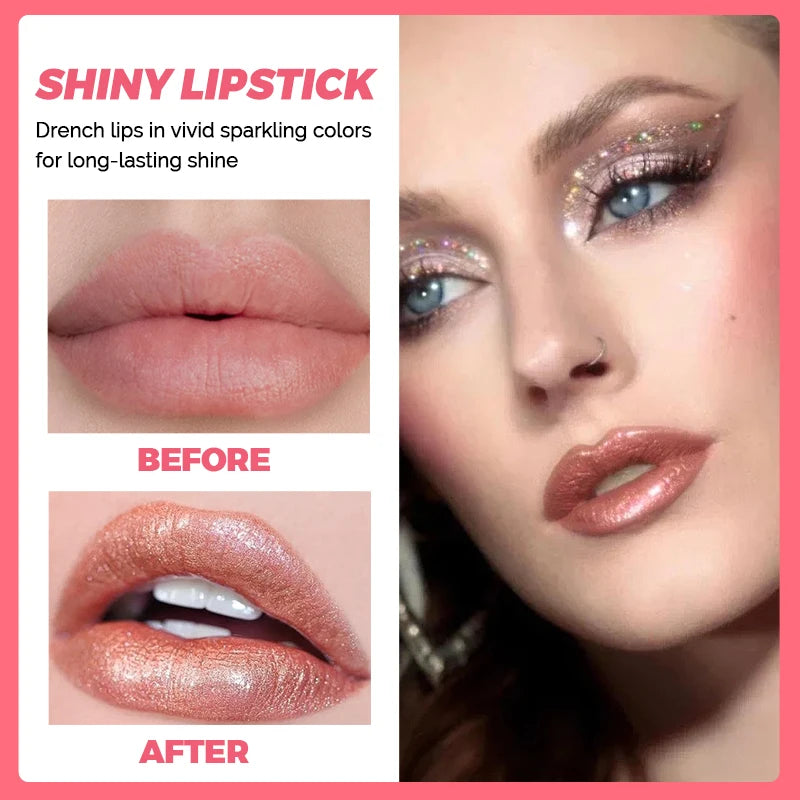 Glitter Lip Balm Long-lasting Waterproof Sparkling Pearl Finish Zpaxo