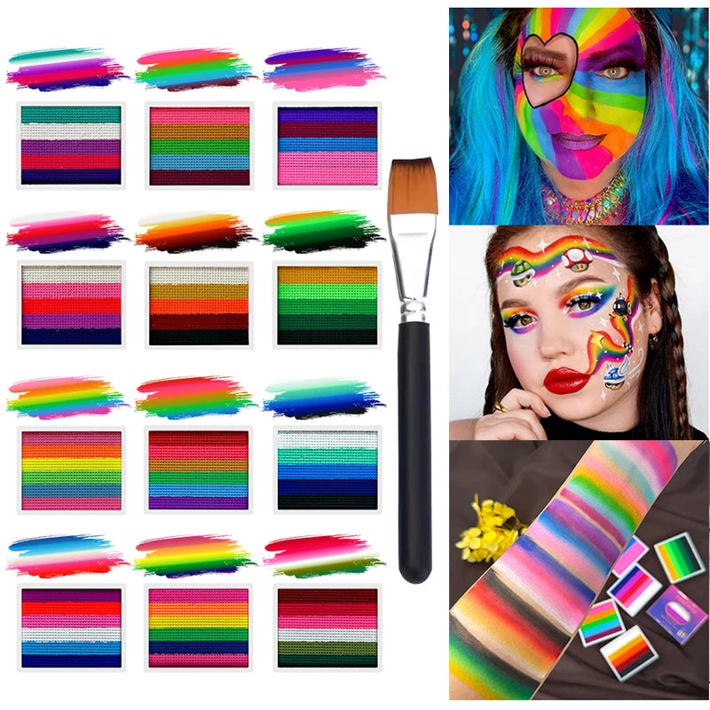 Face Body Painting Makeup Brush Rainbow Split Cake Water Activated Zpaxo