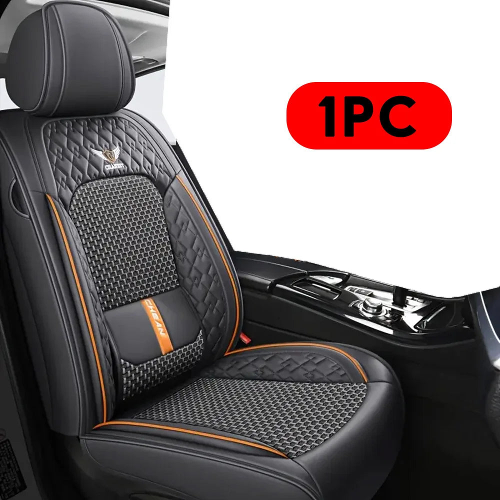 1/2PCS Full Seat Breathable PU Leather Breathable Luxury Car Seat Covers High-Quality Waterproof Scratch-Resistant Universal Car Zpaxo 1PC GREY