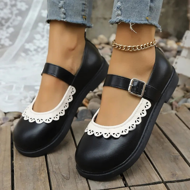 2026 Spring Autumn Women's Round Closed Toe Comfortable Vintage Zpaxo