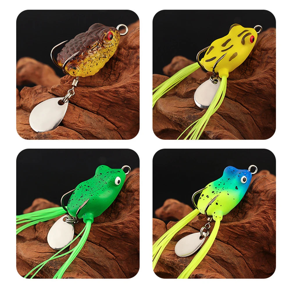 Artificial Frog Lure Double Hooks Soft Ray Swimbait Spoon Fishing