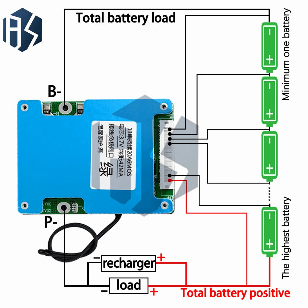 13S 48V 30A Lithium BMS PCB: High-Current Balance Board for 36V-58.8V Packs (Over-Current/Short-Circuit Protection) Zpaxo