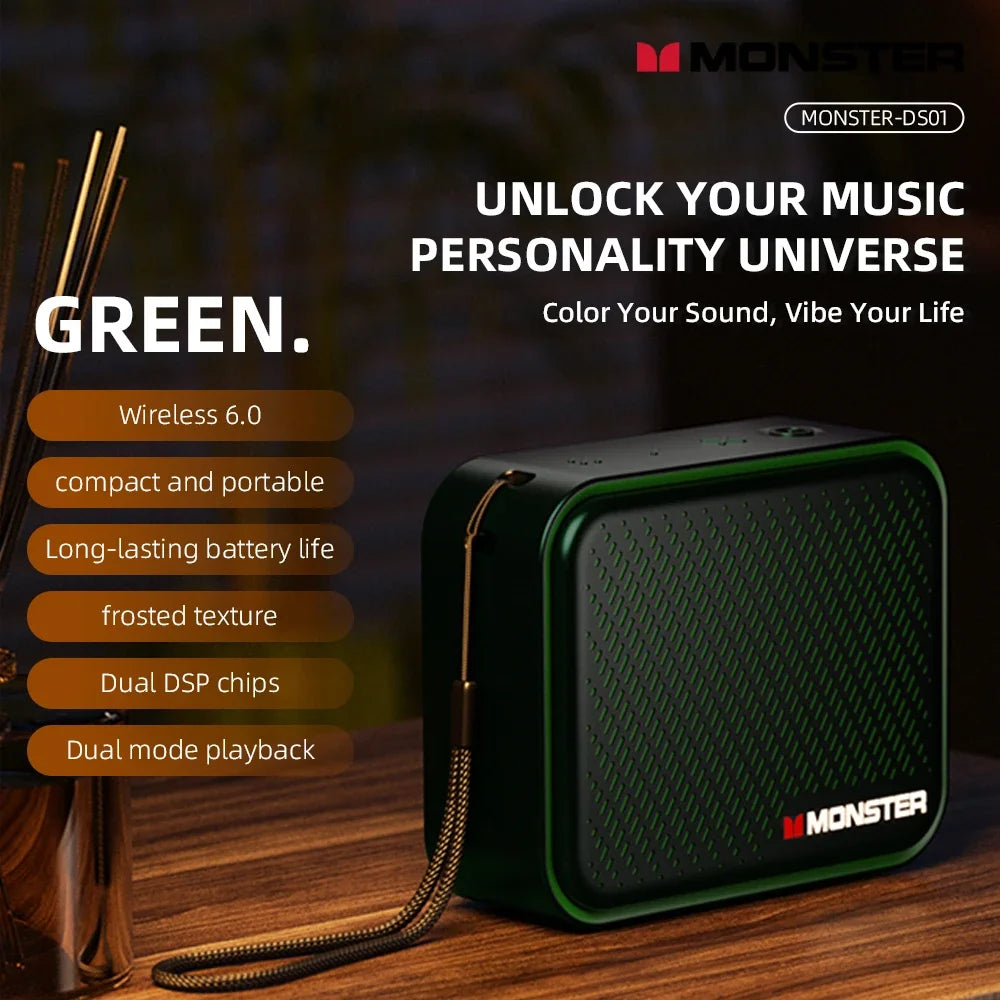 Monster DS01 Outdoor Portable Wireless Speaker BT V6 0 IP67 Zpaxo army green