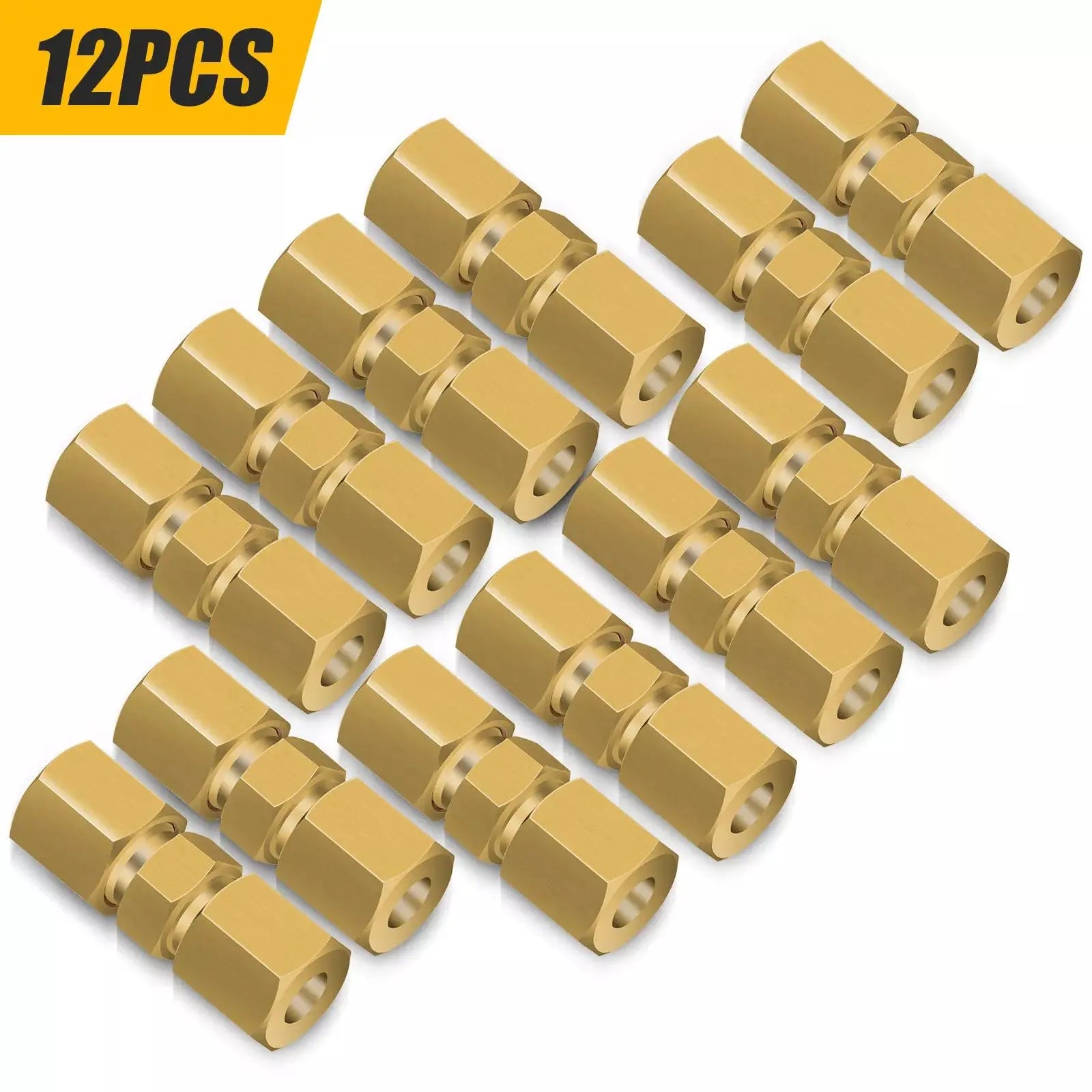 Straight Brass Brake Line Compression Fitting Union 3 16 OD Tube