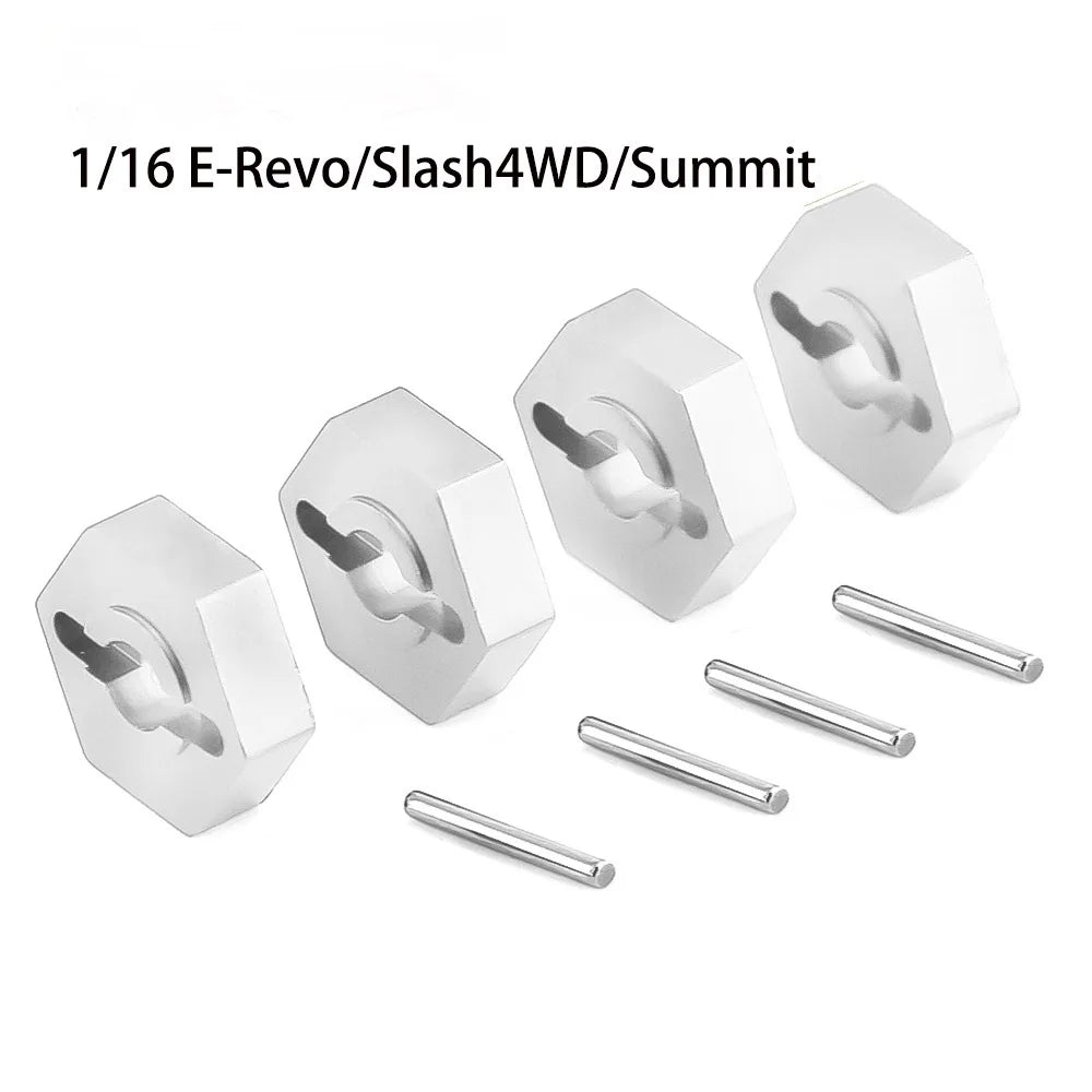 1 16 RC Car Upgrade Wheel Hex Hubs Axle Pins Traxxas E-revo Slash 4WD Zpaxo Silver