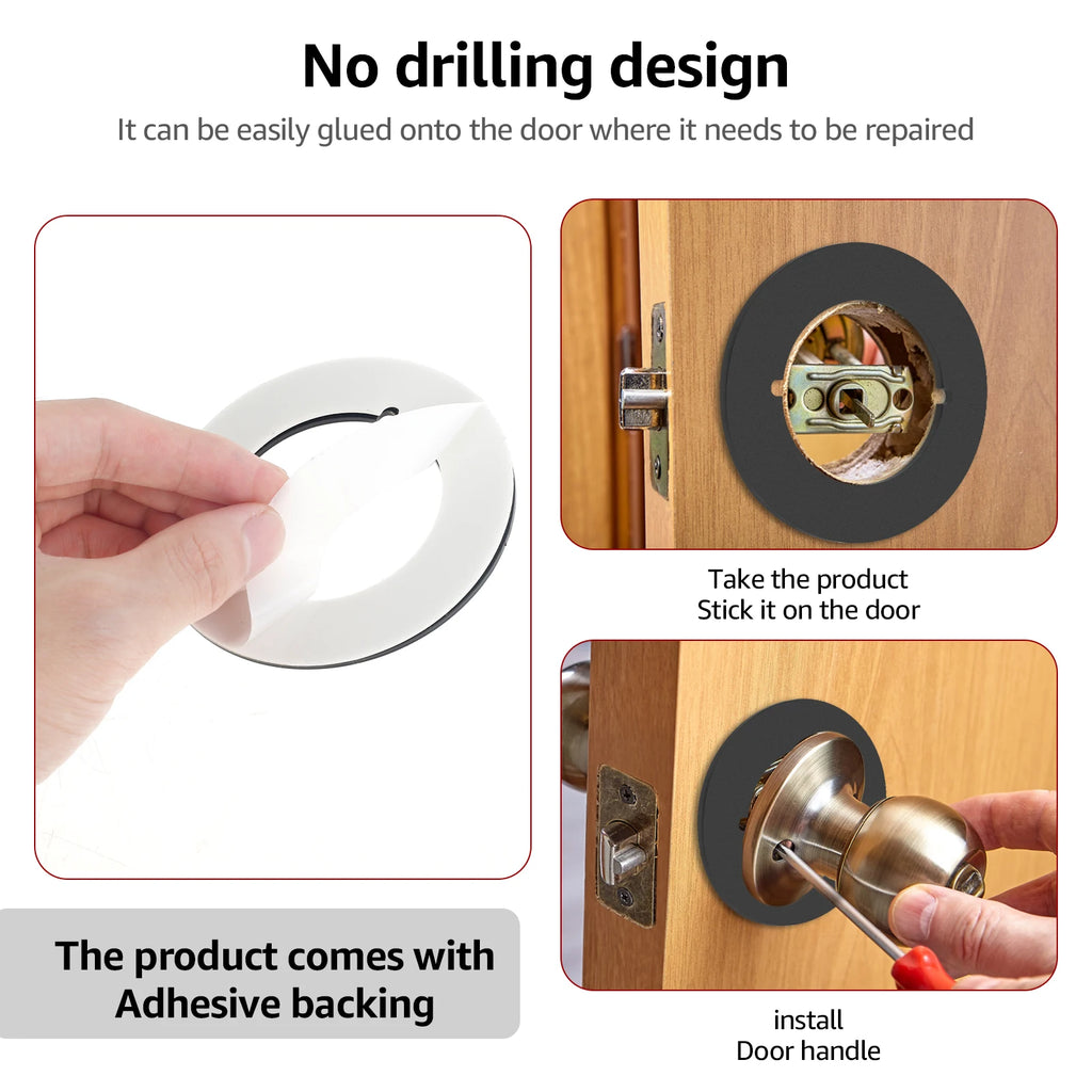 2/4Pcs Door Knob Plates Round/Square Version Stainless Steel Door Reinforcement Plate 2.15in Inner Diameter 3.5in Outer Diameter Zpaxo
