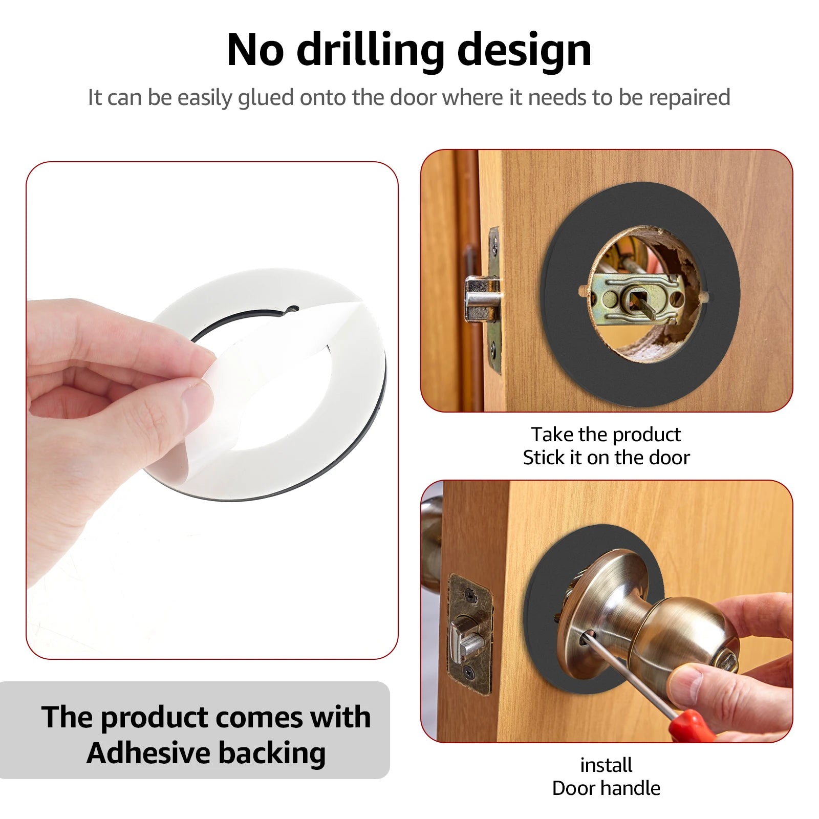 2/4Pcs Door Knob Plates Round/Square Version Stainless Steel Door Reinforcement Plate 2.15in Inner Diameter 3.5in Outer Diameter Zpaxo