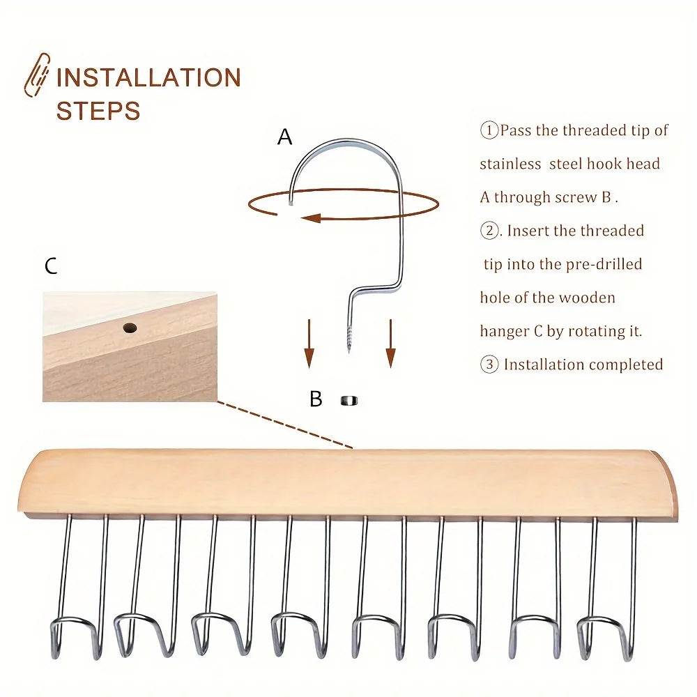 360° Rotating Foldable Wood Bra Hanger with 8 Hooks - Closet Organizer and Storage for 24 Bras Capacity - Space Saving Zpaxo
