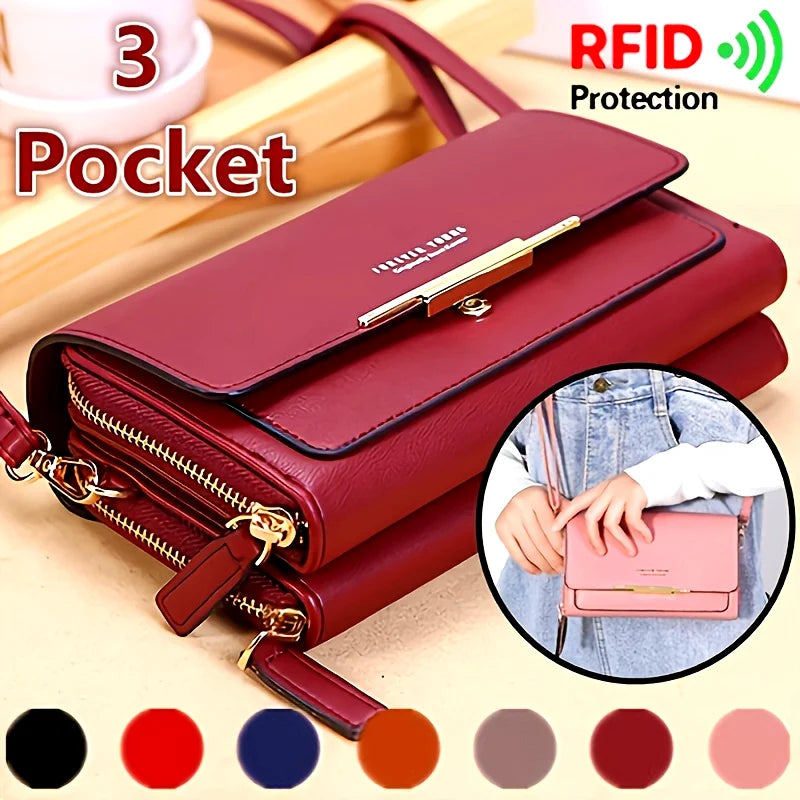 Fashionable Crossbody Bag Mobile Phone Card Wallet RFID Protective