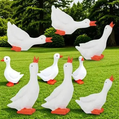 Premium Resin Goose Figurines Vivid Cartoon Small Animal Decor