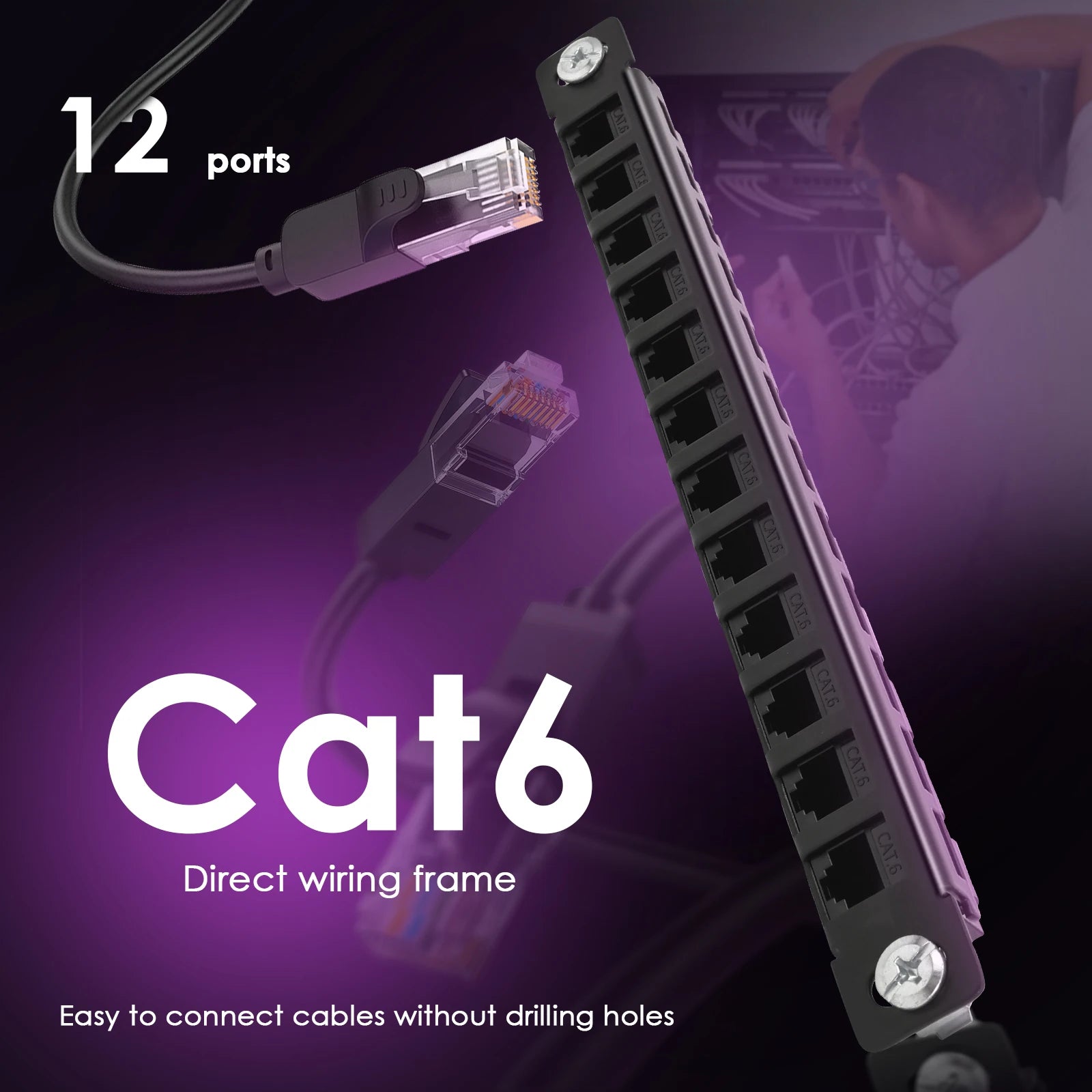 12 Port Patch Panel Compatible for DeskPi RackMate T1/T0/T2 10inch 0.5U CAT6 Network Patch Panel Server Rack/Network Cabinet Zpaxo