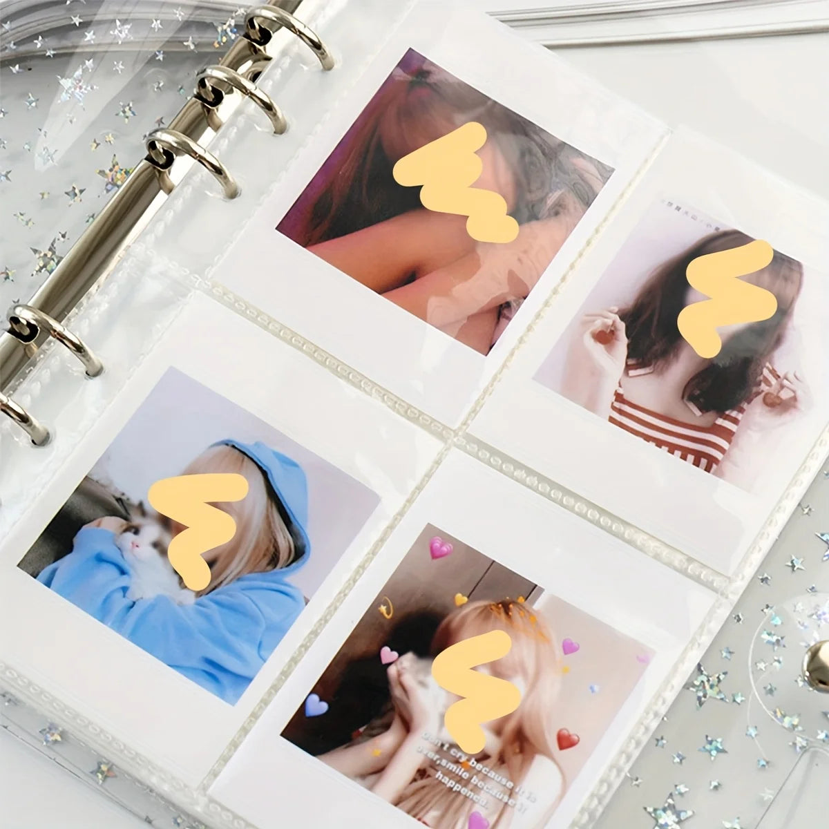 200-Slot 3-Inch Photo & Polaroid Card Album – Holographic Cover
