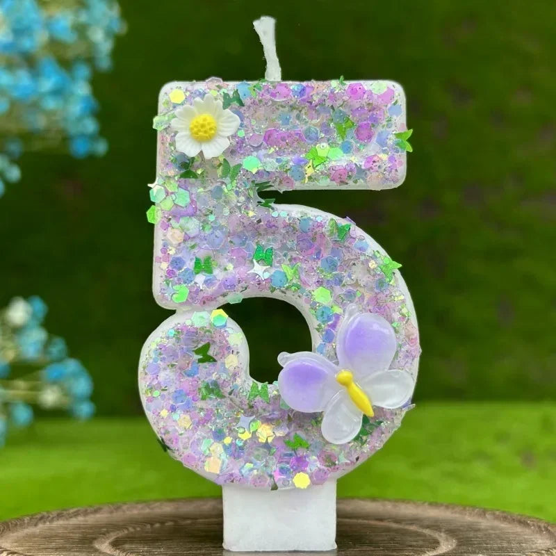 DIY 0-9 Butterfly Flower Number Birthday Candles | Cake Decor Birthday Cake Candles Zpaxo 5