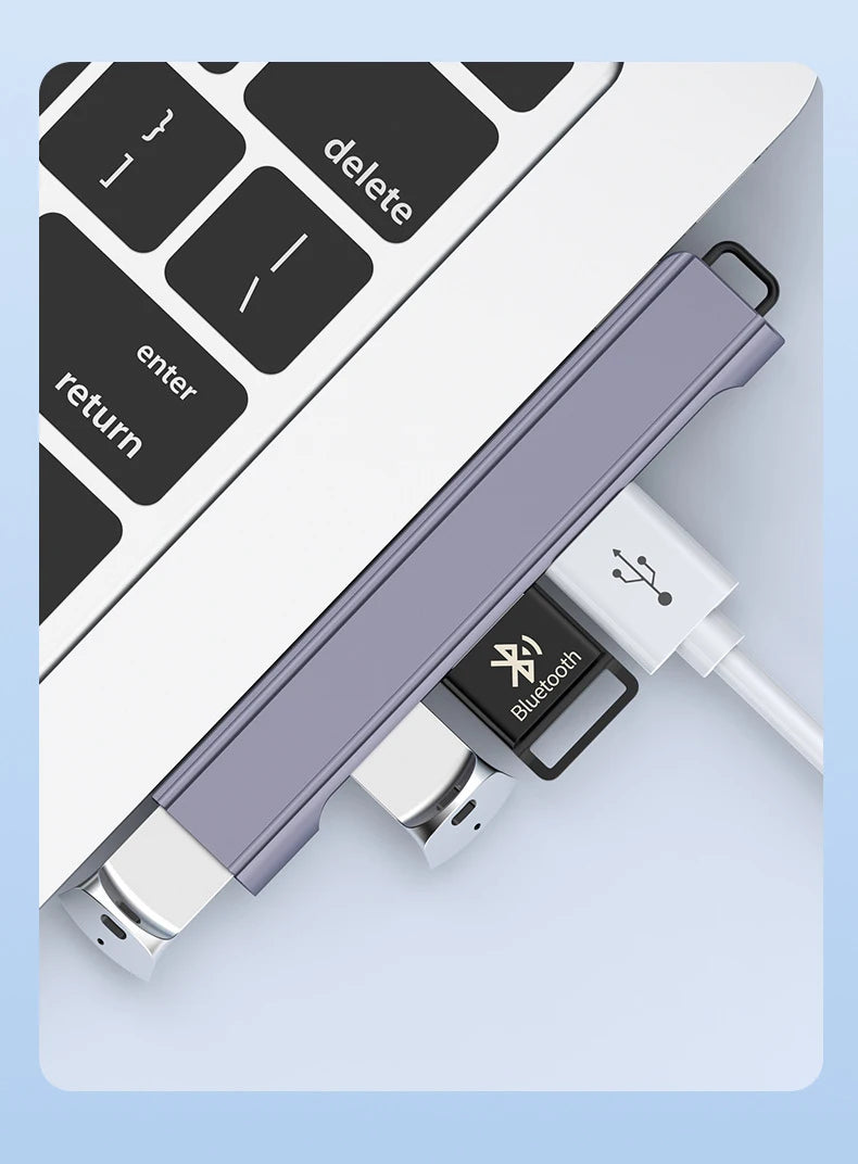 Laptop USB HUB Splitter Aluminum Extender Four Port Side Bending Zpaxo