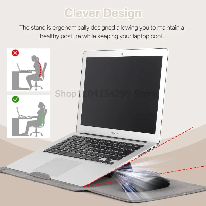 Laptop Sleeve Case 13 14 15 15.6 16Inch For Huawei HP DELL Bag For Macbook Air Pro 13 13.6 M4 Notebook Case with stand Men Women Zpaxo