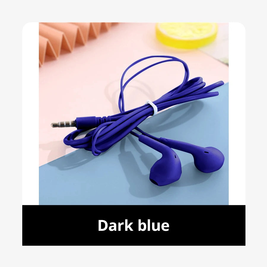 Macaron Universal Stereo Earphones Sports Music Earplugs Wired Zpaxo Dark blue