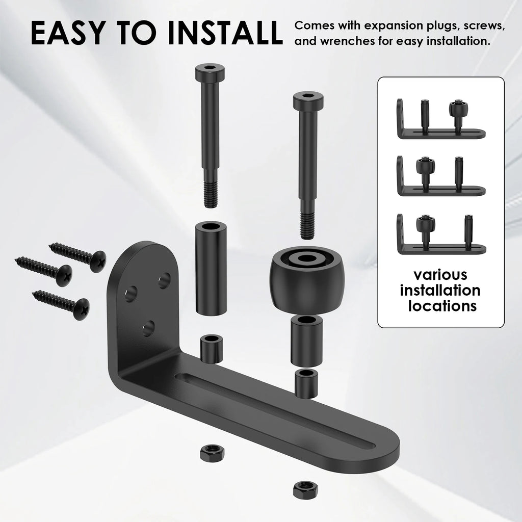 2 Pcs Adjustable Rollers Barn Door Hardware Wall Mount System Easy to Install Rounded Edge Design Flush Bottom Fit All Size Door Zpaxo