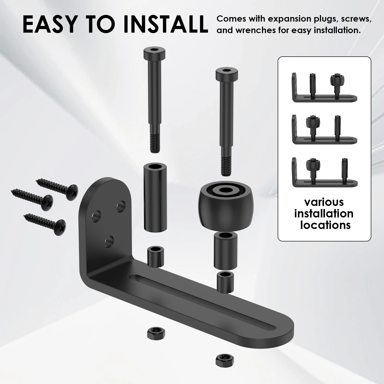 2 Pcs Adjustable Rollers Barn Door Hardware Wall Mount System Easy to Install Rounded Edge Design Flush Bottom Fit All Size Door Zpaxo