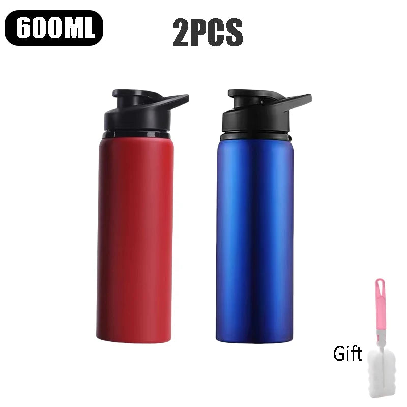 Large Capacity Stainless Steel Sports Water Bottle Outdoors Camping Zpaxo Blue and Red 2PCS 600ml