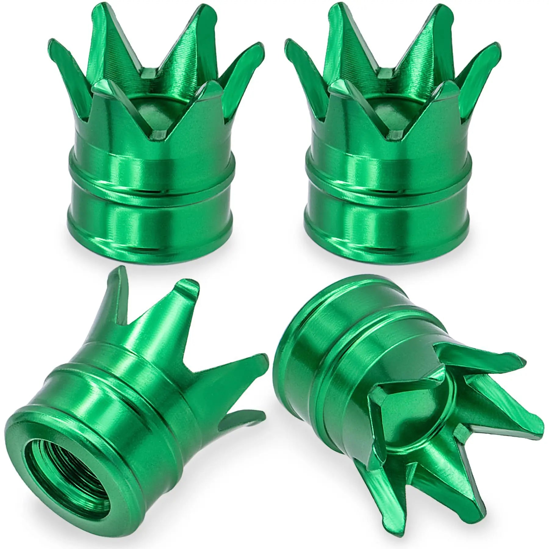 Crown Aluminum Alloy Tire Valve Caps – Universal 4-Pack