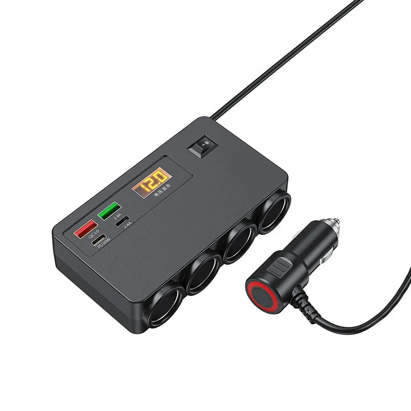 120W USB & USB-C Car Charger Fast Charging + Voltage Display