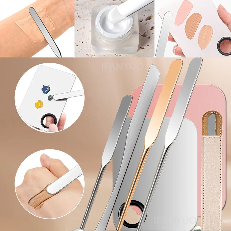 Stainless Steel Makeup Foundation Spatula Mixing Stick Powder Base