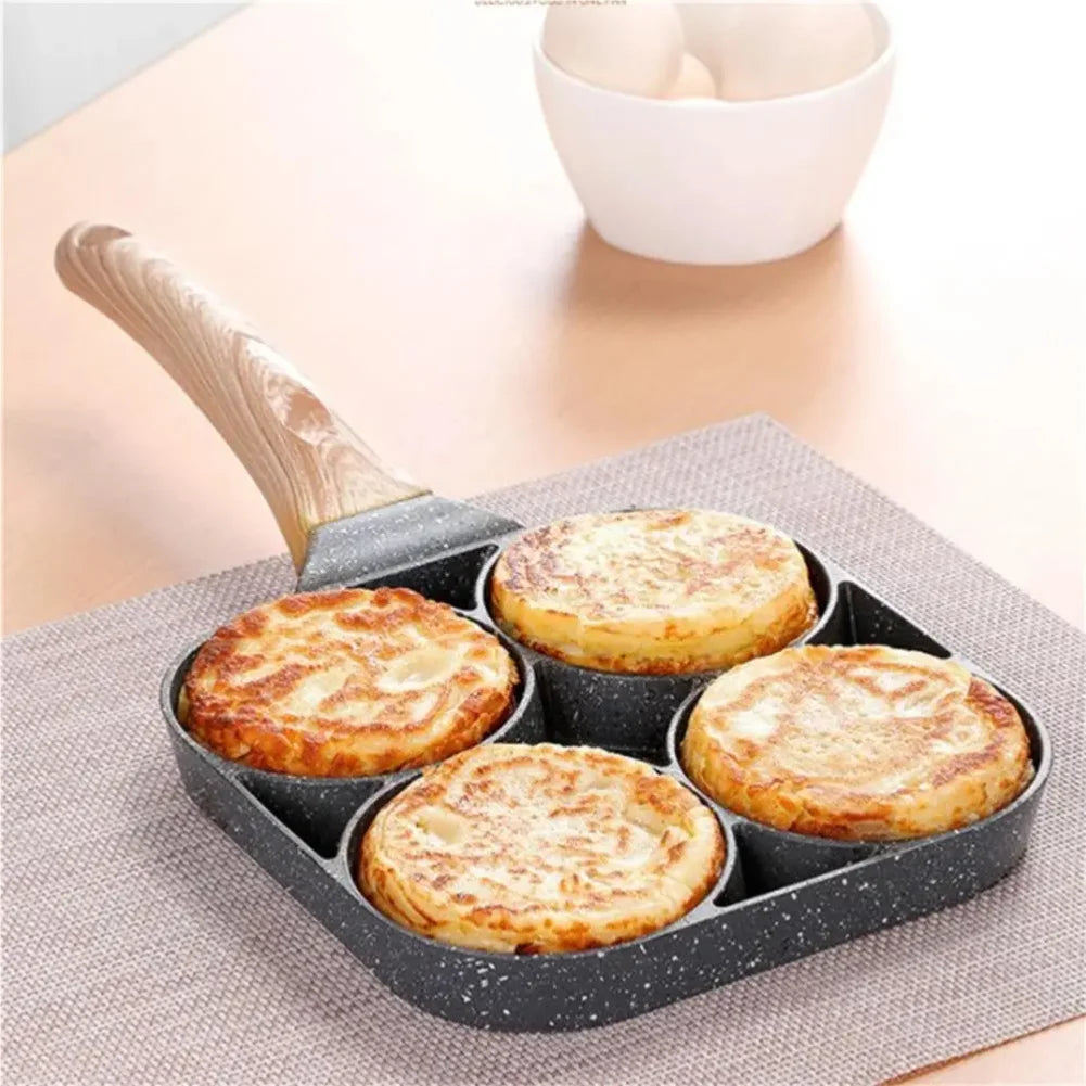 4 Hole Thickened Nonstick Egg Omelette Grilled Steak Cooking Pan Hamburger Bread Breakfast Maker Induction Cookware Omelet Pan Zpaxo