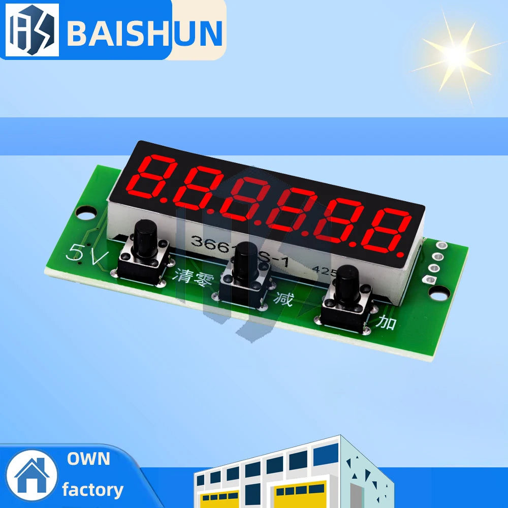 0-999999 Digital Counter Module 5V 6-Digit Red Addition Subtraction Zpaxo Default Title