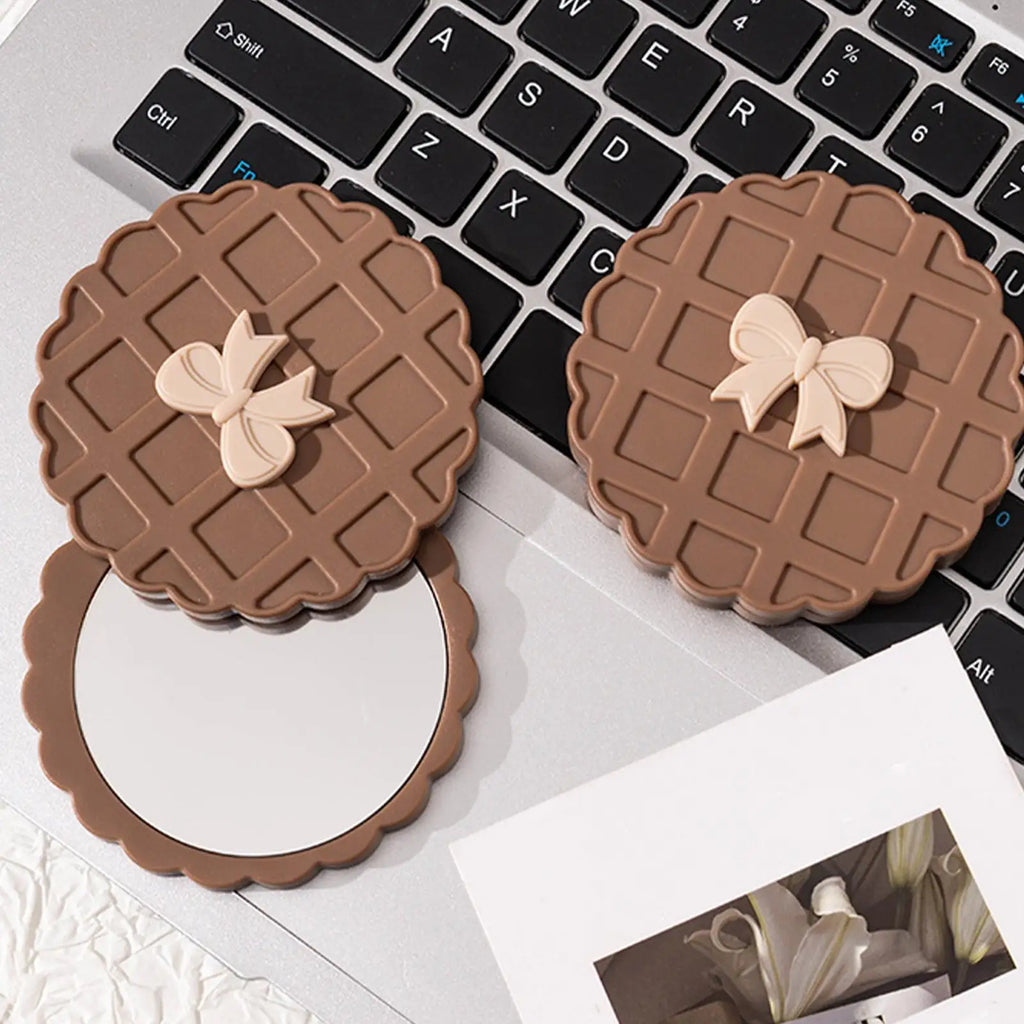 Purse Mirror Waffle Pattern Pocket Makeup Mirrors Round Cosmetic Accessories for Checking Appearance Hair Styling Outdoor Zpaxo