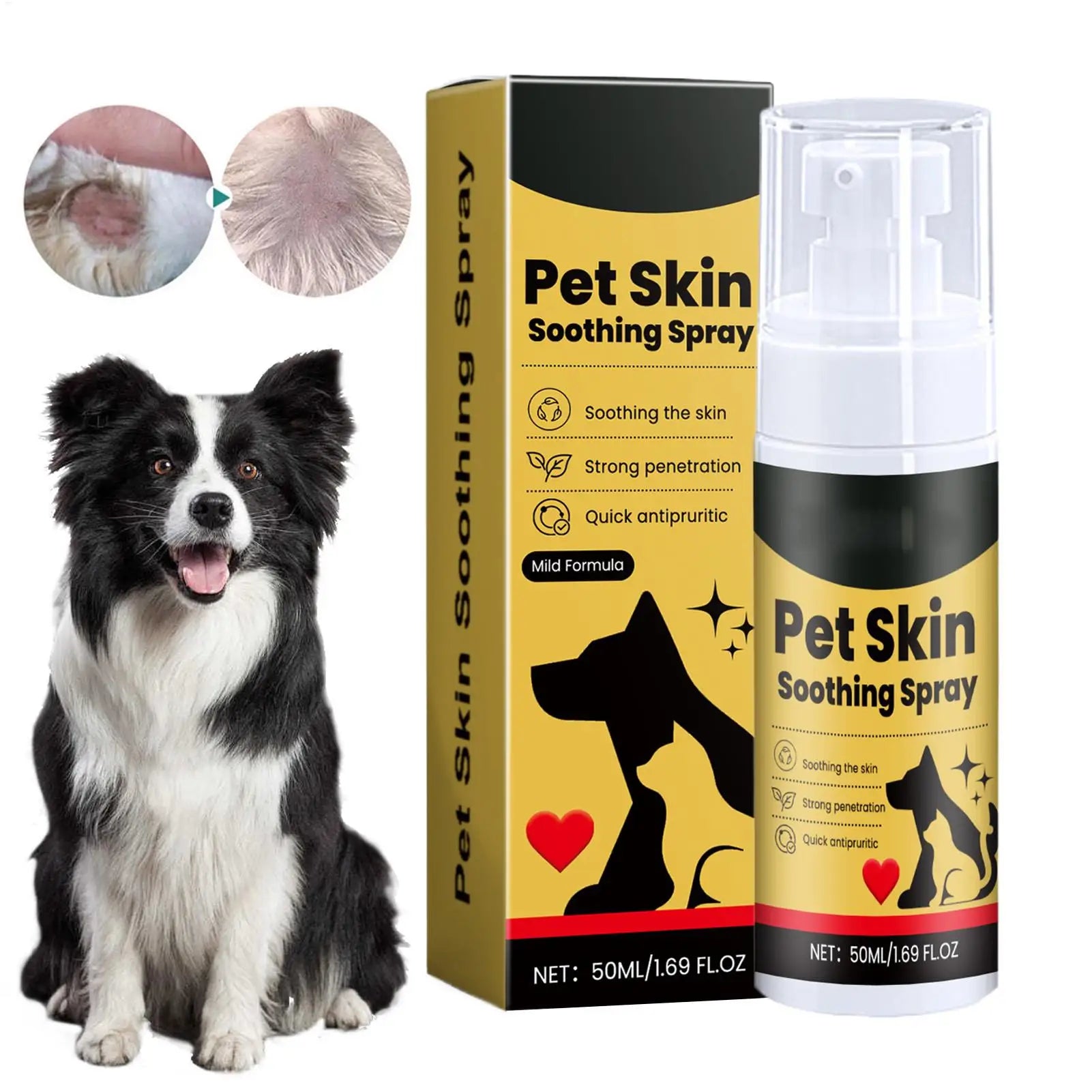 Pet Skin Spray Dogs Cats Itch Relief Soothing Gentle Care Sensitive