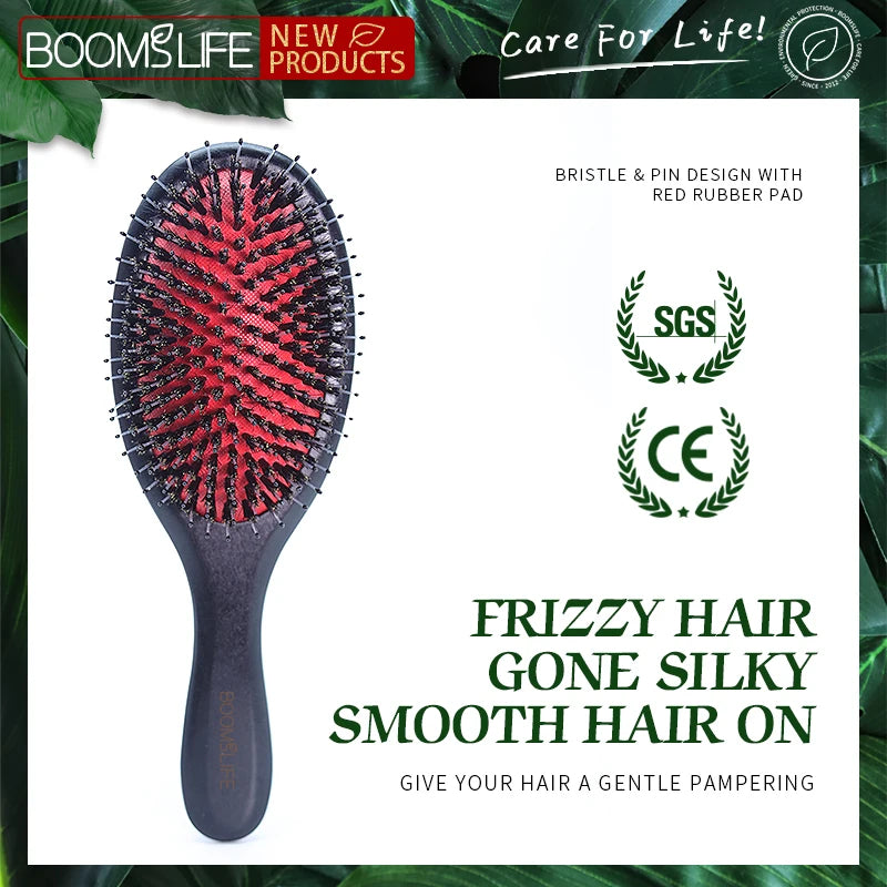 BOOMSLIFE Custom Name Soft Boar Mix Nylon Hair Brush For Women Hair Wood Comb Head Scalp Massage Hairbrush Brosse Cheveux Femme Zpaxo