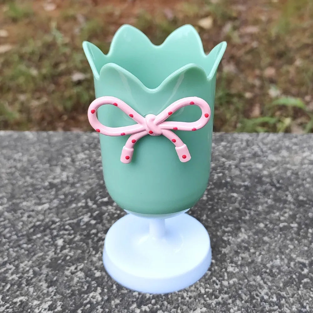 Tulip Pen Holder & Vase – Cute Floral Desk Organizer for Kids Decorative Pen Holder Zpaxo Green