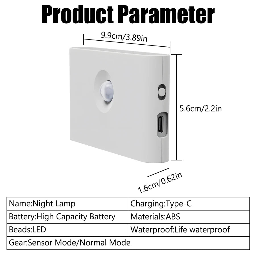 Motion Sensor LED Night Light – Rechargeable Magnetic Wall Lamp Motion Sensor Night Light Zpaxo