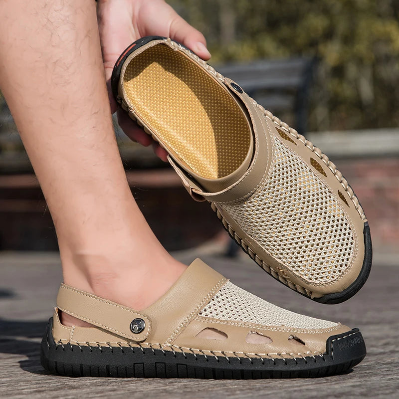 Summer Men Sandals Leather Mens Casual Shoes Outdoor Beach Roman Zpaxo