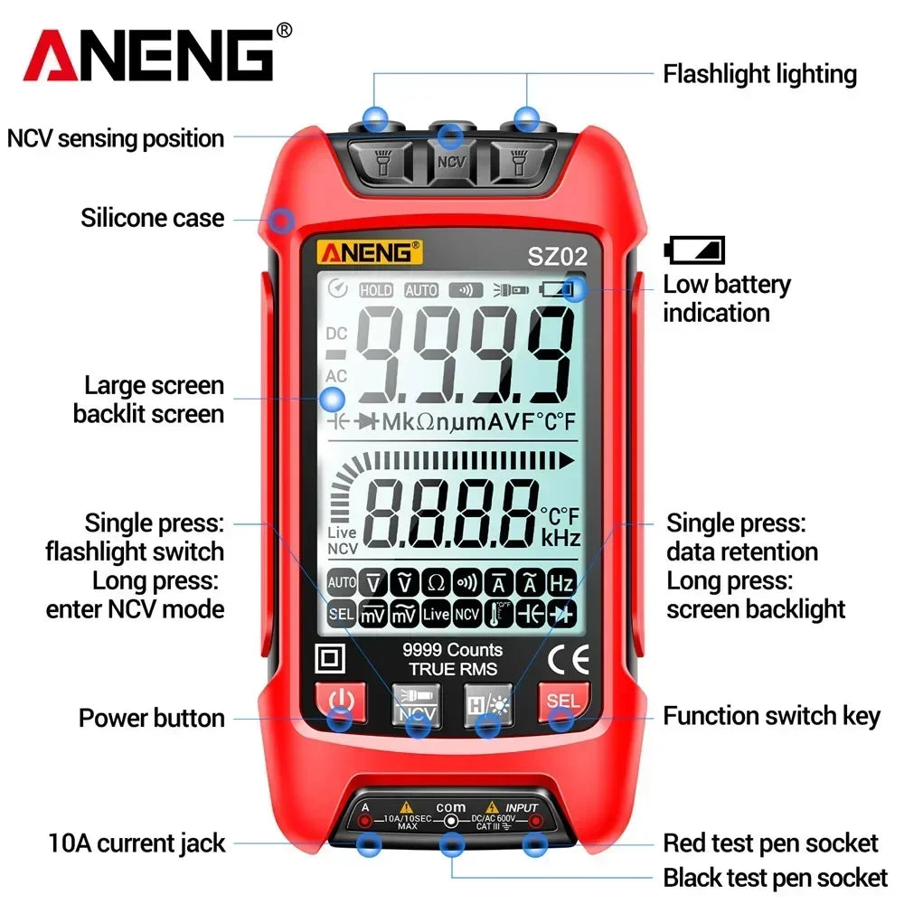 ANENG SZ01 SZ02 Digital Multimeters Counts Auto Range Vol Diode Ohm