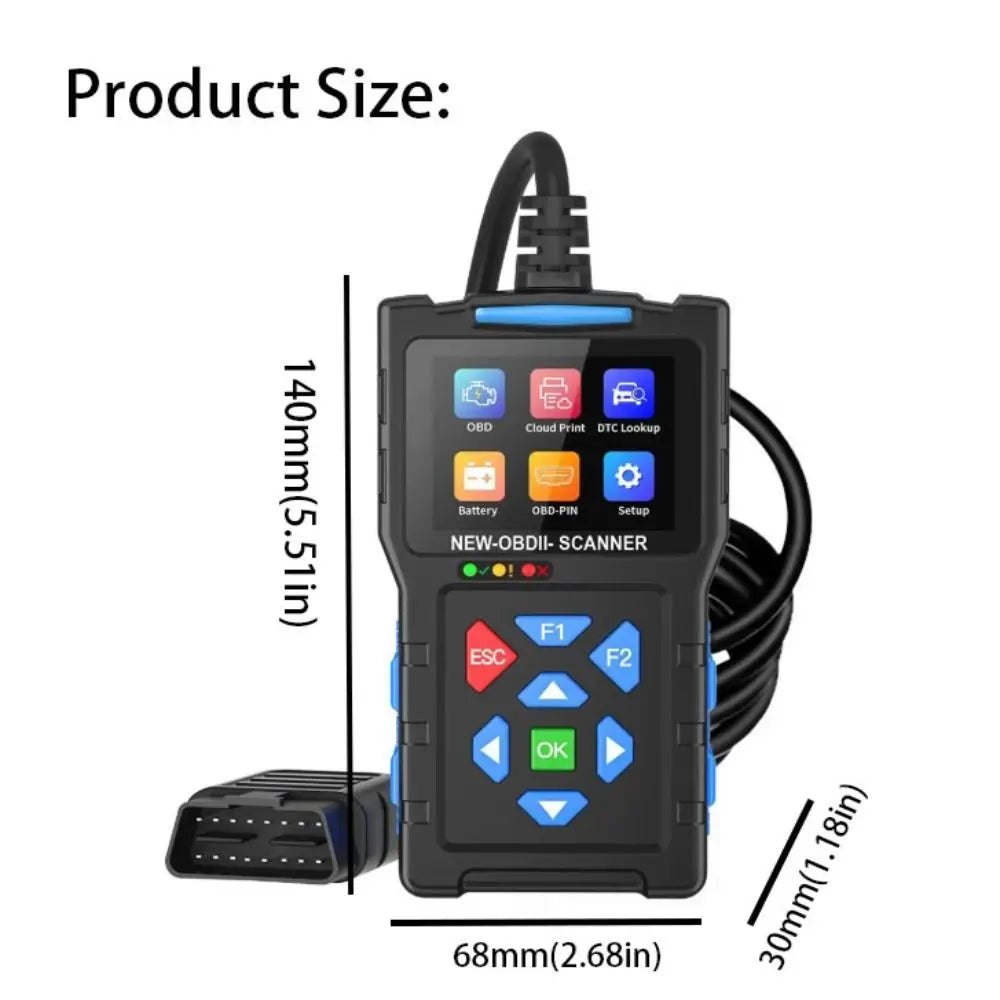 Digital Display T200 Car Fault Diagnosis Instrument Color Screen Live Data OBD2 Scanner Internal Resistance Clear Engine Light Zpaxo