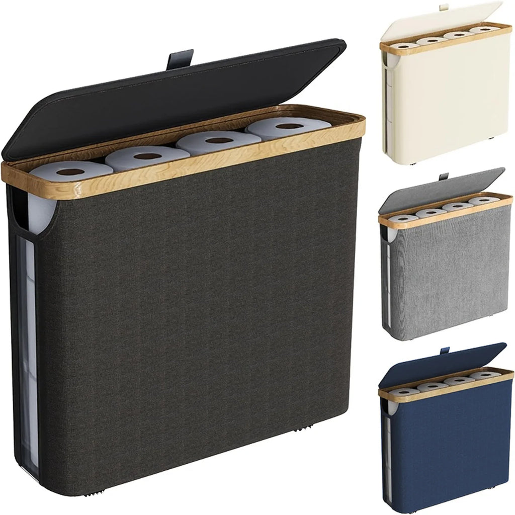 Large Foldable Oxford Storage Box with Lid & Bamboo Frame