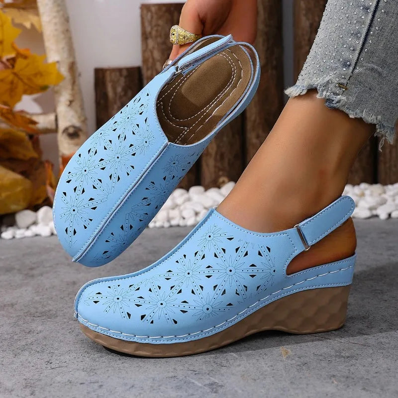 Women Sandals Comfortable Non Slip Beach Shoes Hollow Out Wedge Zpaxo SKY BLUE 43