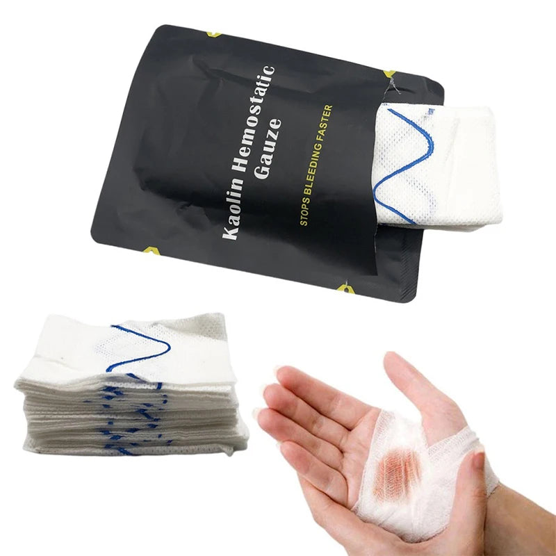 Hemostatic Kaolin Gauze Combat Emergency Trauma Z-Fold Soluble For Ifak Tactical Military First Aid Kit Medical Wound Dressing Zpaxo
