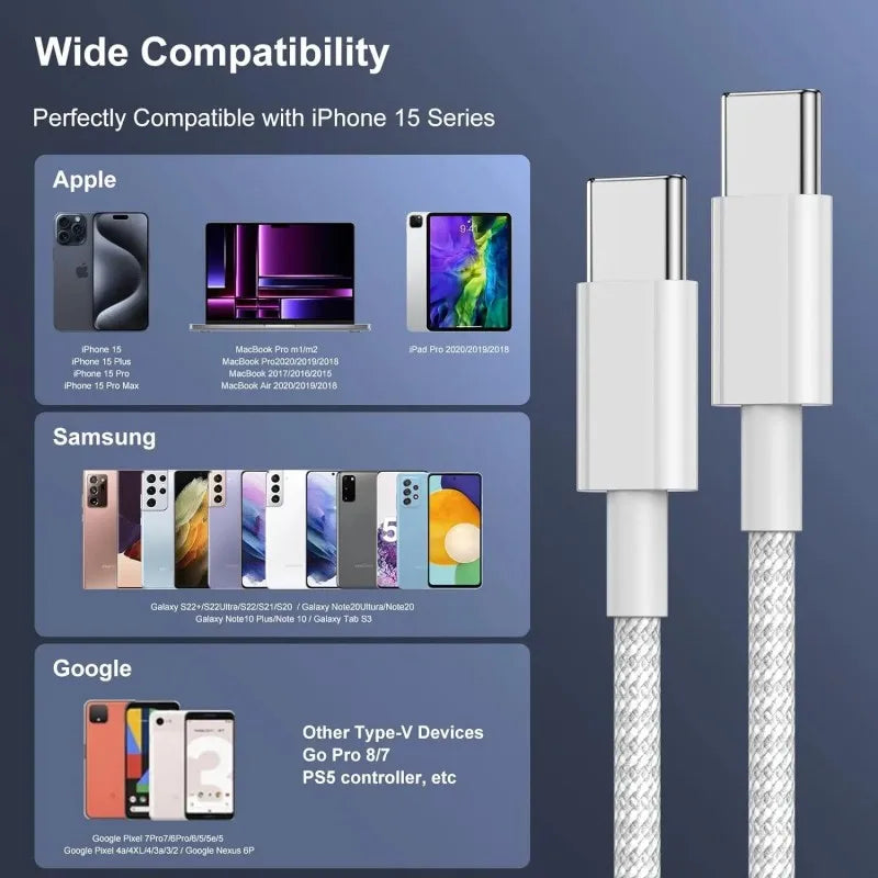 2026 60W USB-C C-type Cable Suitable IPhone15 16 PD Samsung Huawei