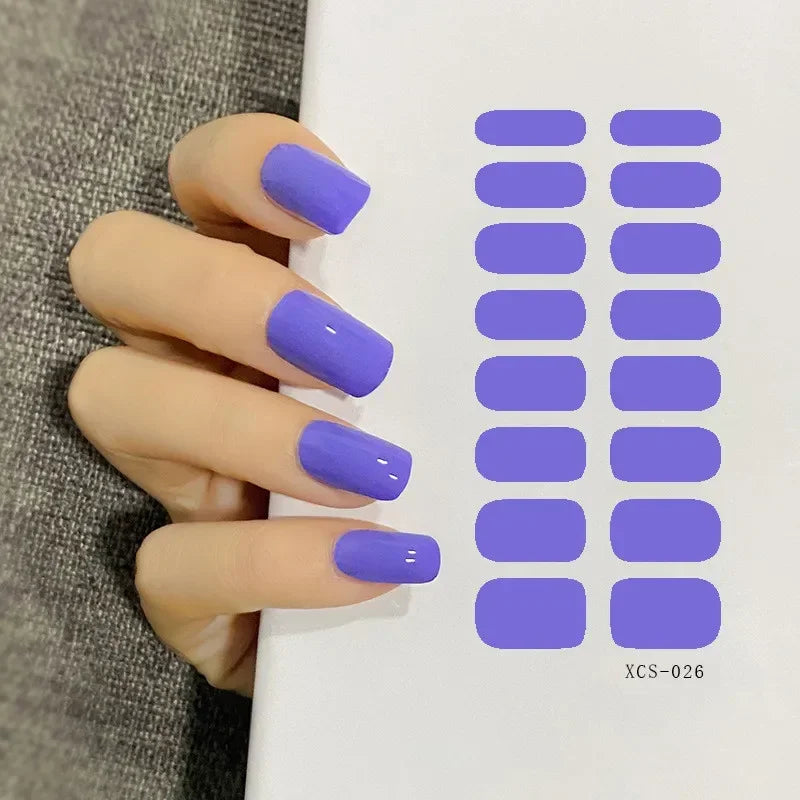 53 Colors Nail Polish Stickers Pure Strips Waterproof Adhesive Full