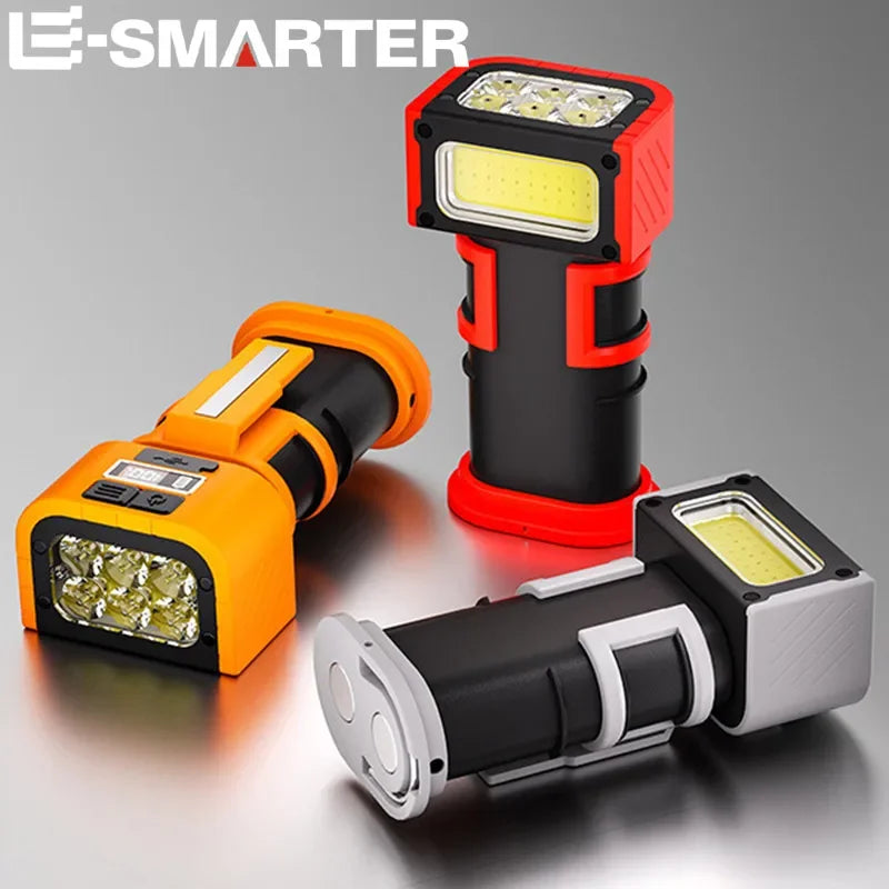 ESMARTER COB LED Rotating Work Light – Magnetic Base, Rechargeable