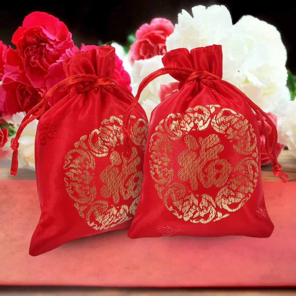 Reusable Silk Drawstring Bags Wrapping Candy Biscuits Jewelry Cards