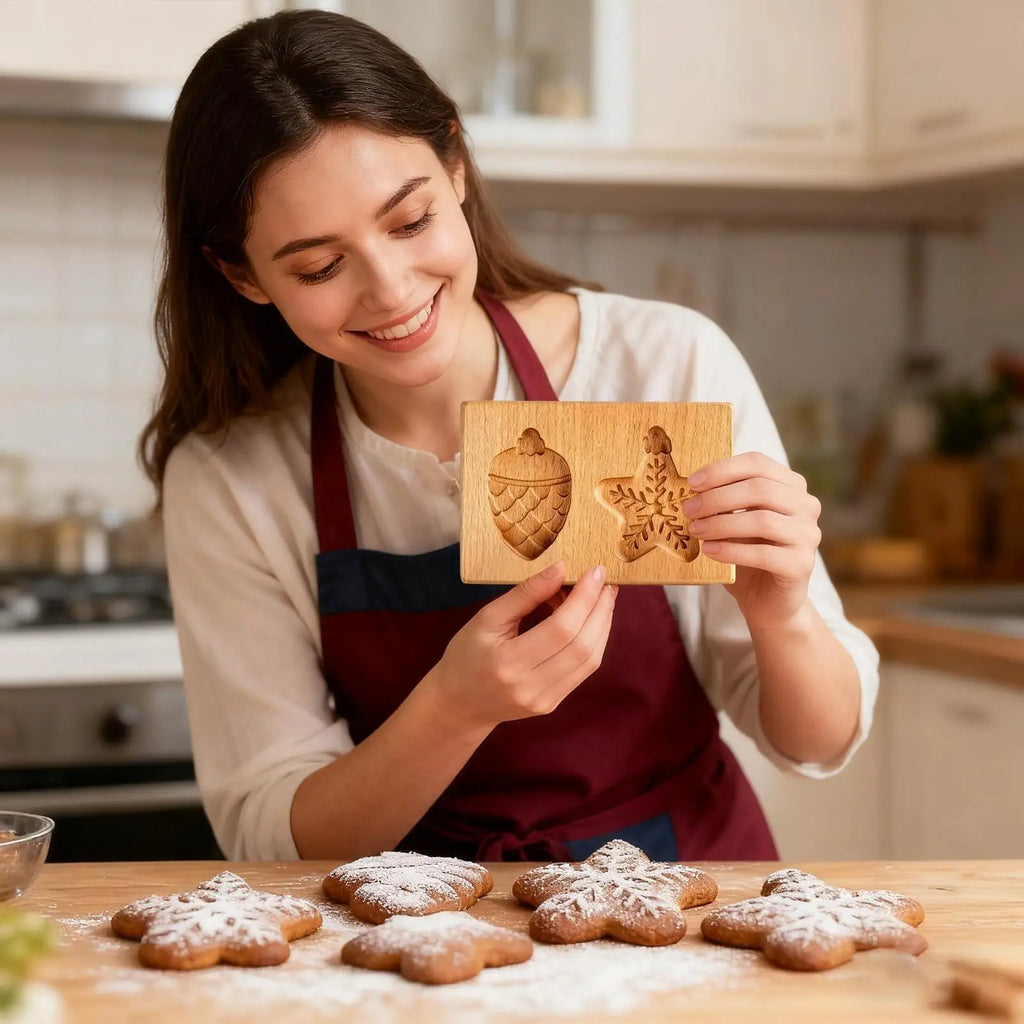 Wooden Cookie Molds 3D Embossing Stamps Baking Tools Kitchen Supplies